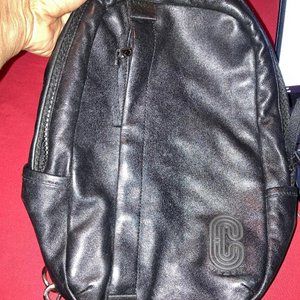 men all leather coach backpack